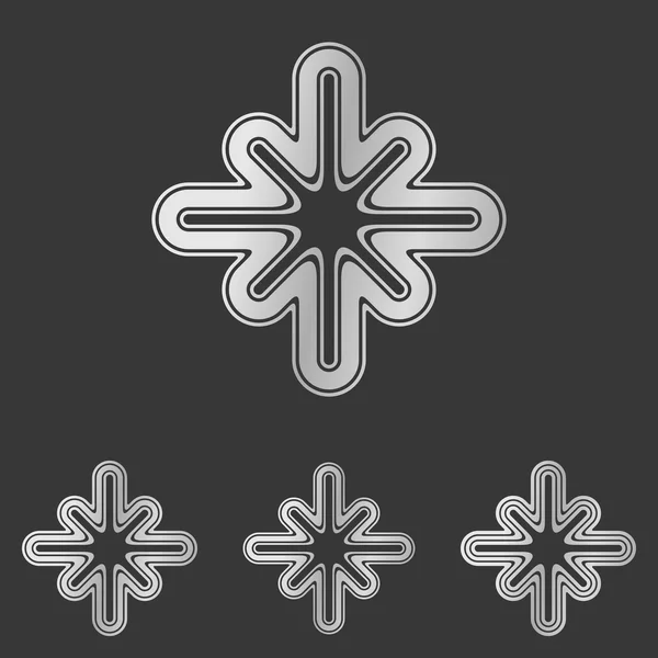 Zilveren lijn technologie logo ontwerpset — Stockvector