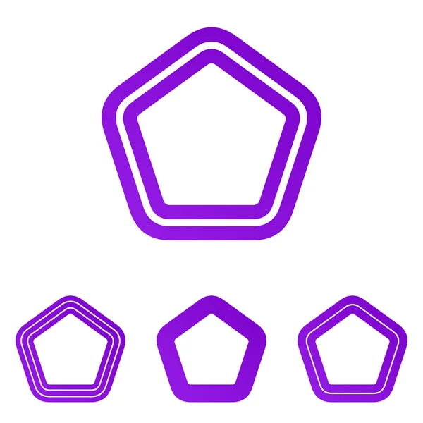 Linea viola pentagonale logo set di design — Vettoriale Stock