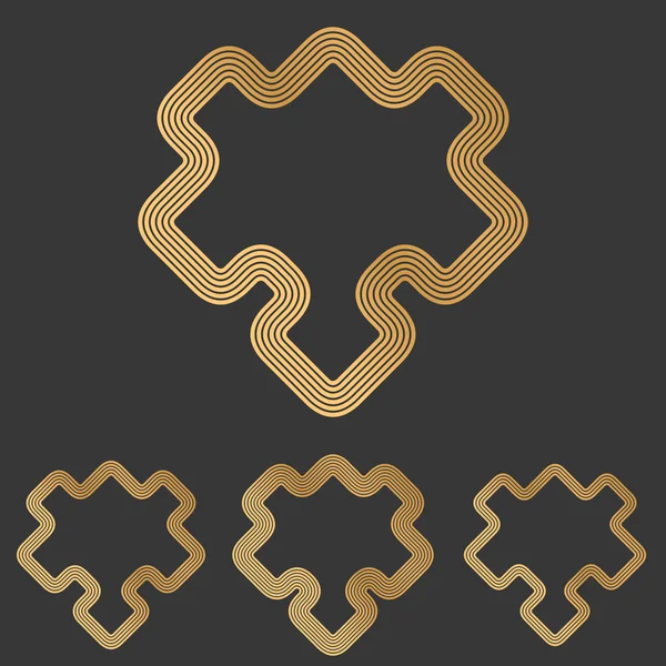 Bronze Linie Puzzle Logo Design Set — Stockvektor