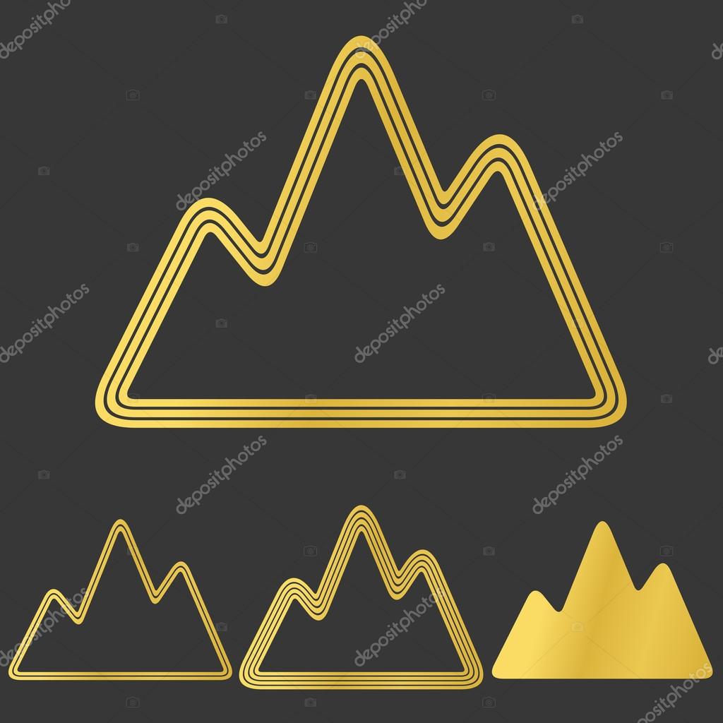 Golden line mountain symbol logo design set