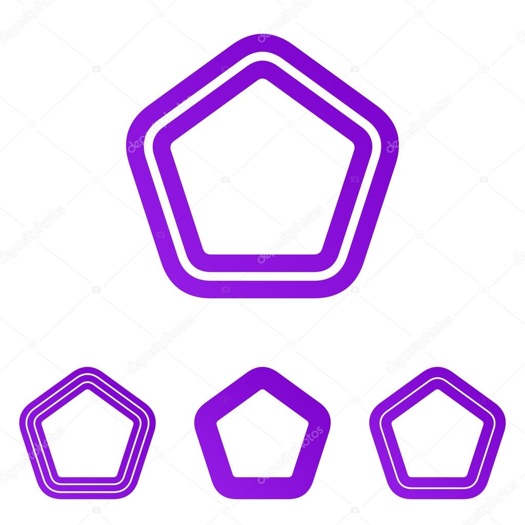 Purple line vector pentagonal logo design set