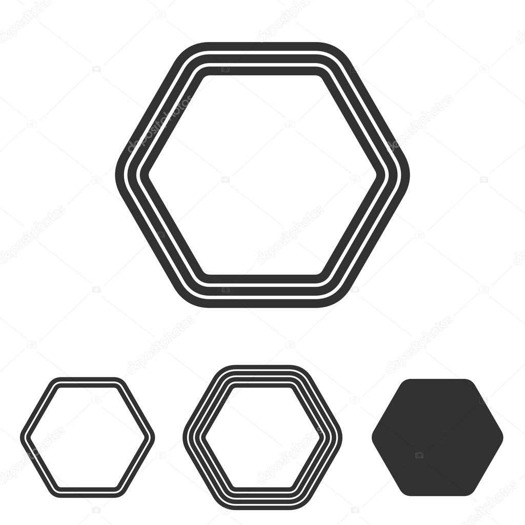 Line hexagon logo design set