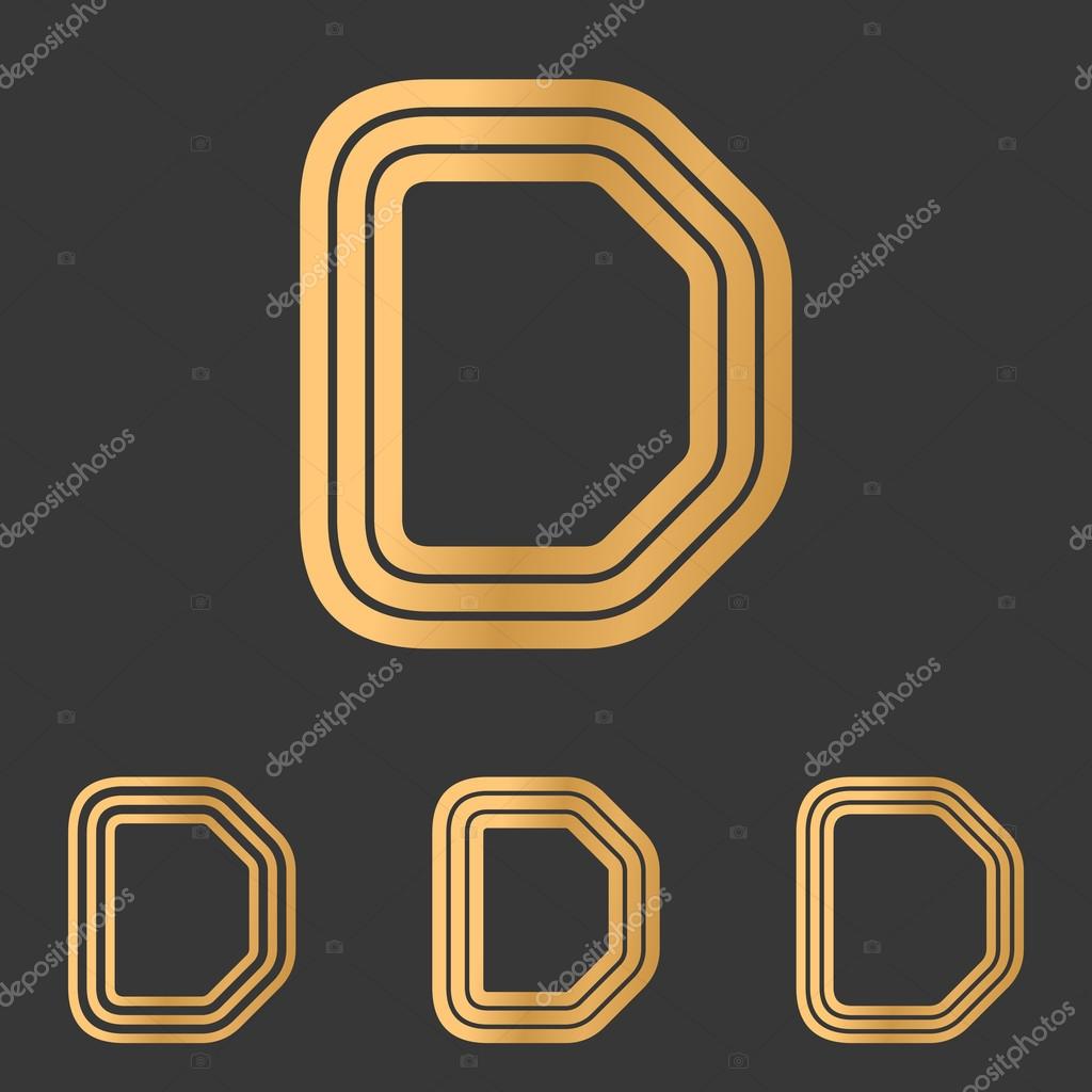 Bronze line letter d logo design set