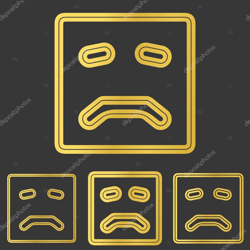 Golden sad face logo icon design set