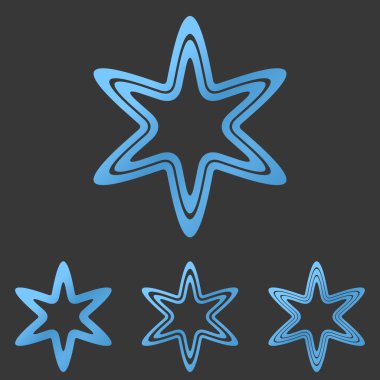 Mavi çizgili yıldız logo tasarım kümesi