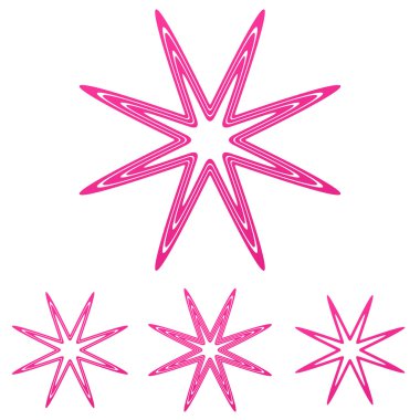 Pembe çizgi yıldız logo tasarım kümesi