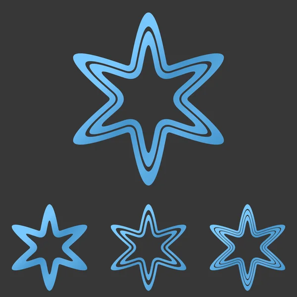 Línea azul estrella logo diseño conjunto — Vector de stock