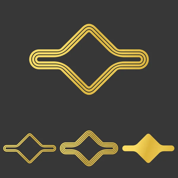 Złota linia logo streszczenie projektu zestaw — Wektor stockowy
