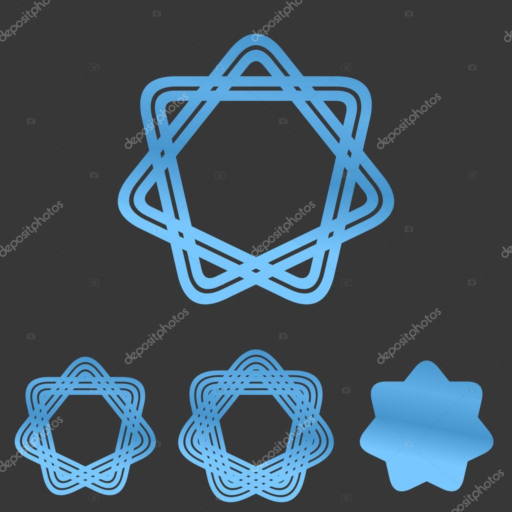 Blue line star symbol logo design set
