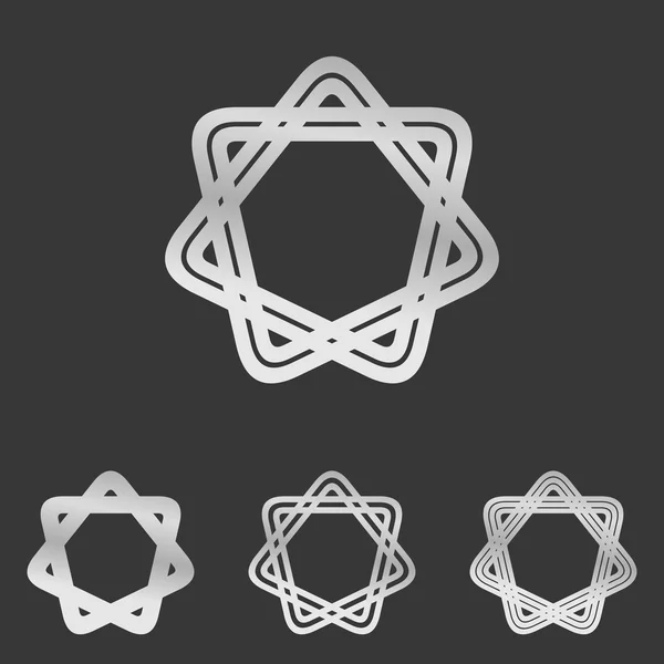 銀線星ロゴ デザイン セット — ストックベクタ