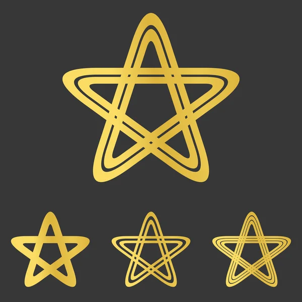 ゴールデン ライン星ロゴ デザイン セット — ストックベクタ