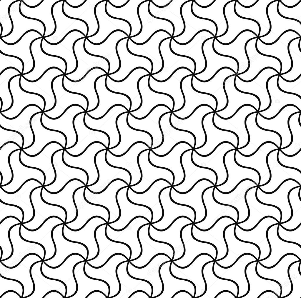 Seamless black white wave line pattern