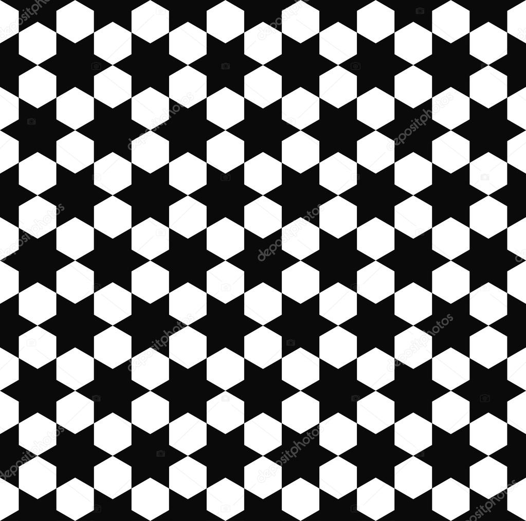 Seamless black white hexagram pattern