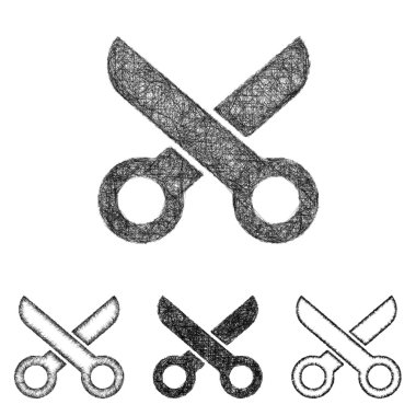 Makas Icon set - kroki Hat sanatı
