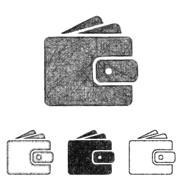 Set di icone del portafoglio - sketch line art — Vettoriale Stock