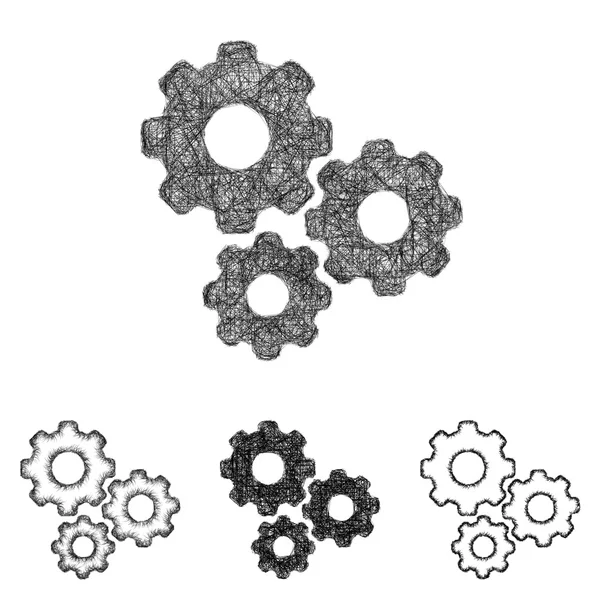 Gear icon set - sketch line art