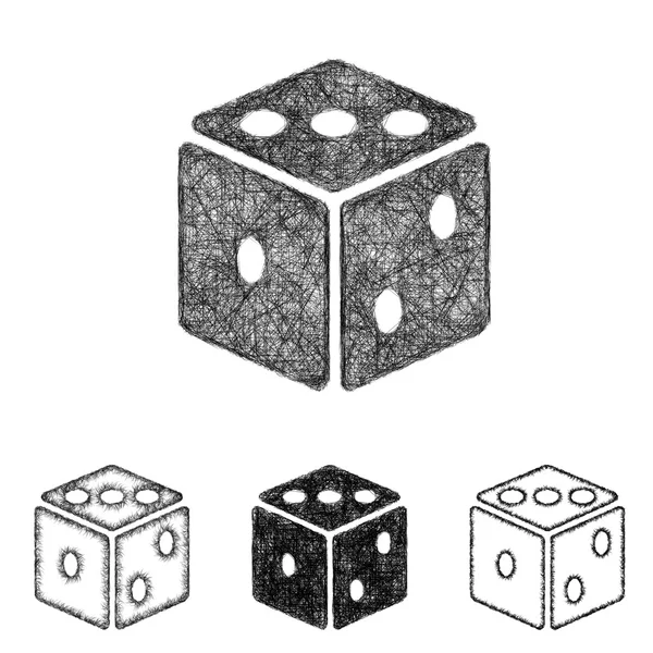 Dice icon set - sketch line art — Stock Vector