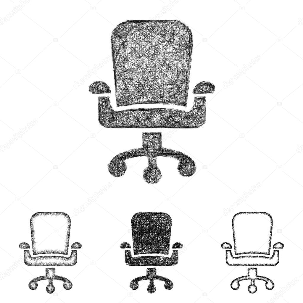 Swivel chair icon set - sketch line art