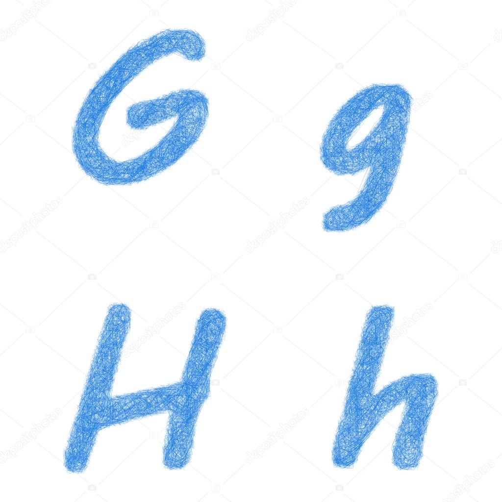 Sketch font design set - letters G, H