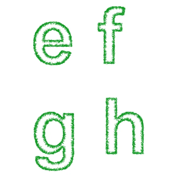 Ensemble de polices herbe verte - lettres minuscules e, f, g, h — Image vectorielle