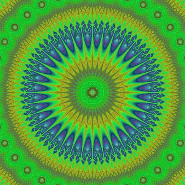 Mandala orientale verde disegno frattale sfondo — Vettoriale Stock