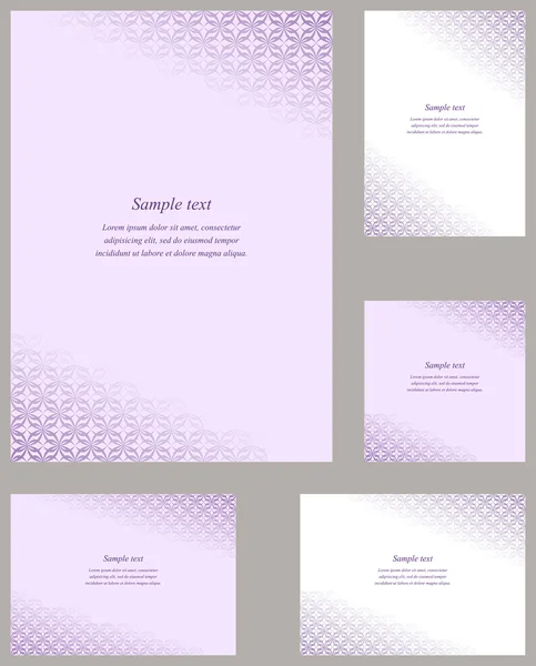 Purple page corner design template set — Stock Vector