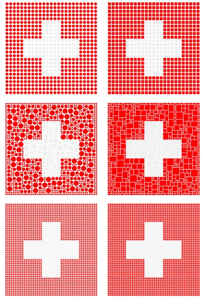 Mosaik Schweiz Flagge gesetzt — Stockvektor