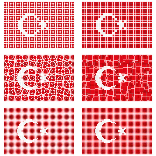 Mozaïek Turkije vlag is ingesteld — Stockvector