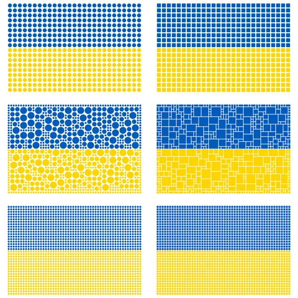 Mosaic Ukraine flag set — Stock Vector