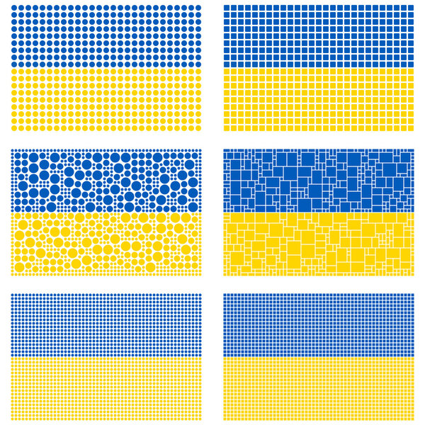 Mosaic Ukraine flag set