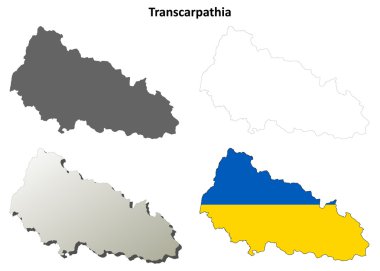 Transcarpathia boş anahat harita set - Ukrayna sürümü