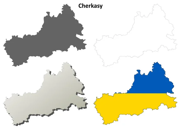 Cherkasy blank outline map set — Stock Vector