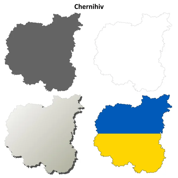 Chernihiv blank outline map set — Stock Vector