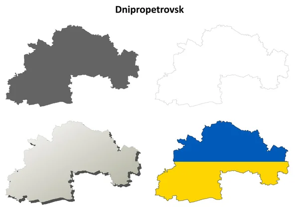 Dnipropetrovsk bianco schema mappa impostata — Vettoriale Stock