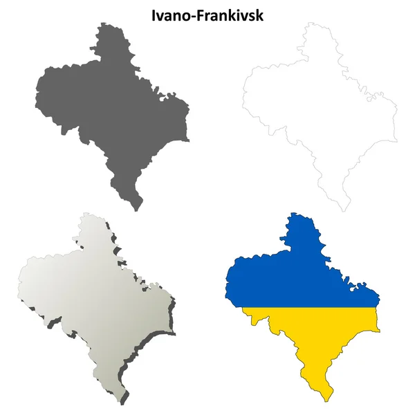 Iwano-Frankowsk puste kontur mapa zestaw — Wektor stockowy