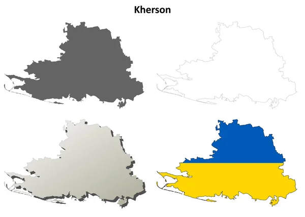 Kherson en blanco esquema mapa conjunto — Archivo Imágenes Vectoriales