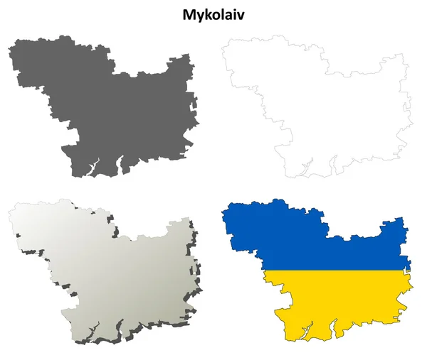 Mykolaiv esboço em branco mapa definido — Vetor de Stock