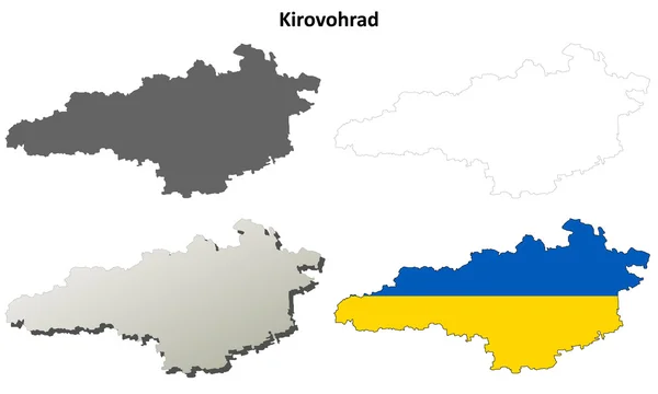 Kirovohrad blank outline map set — Stock Vector