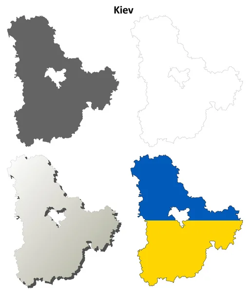 Kiev oblast em branco esboço mapa definido —  Vetores de Stock