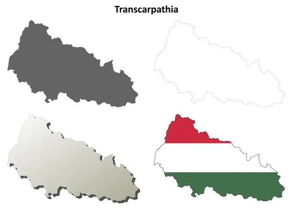 Conjunto de mapas en blanco Transcarpathia - Versión húngara — Vector de stock