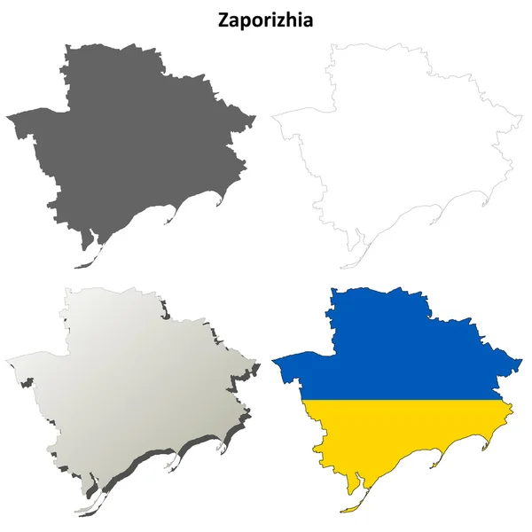 Zaporizhia en blanco esquema mapa conjunto — Archivo Imágenes Vectoriales