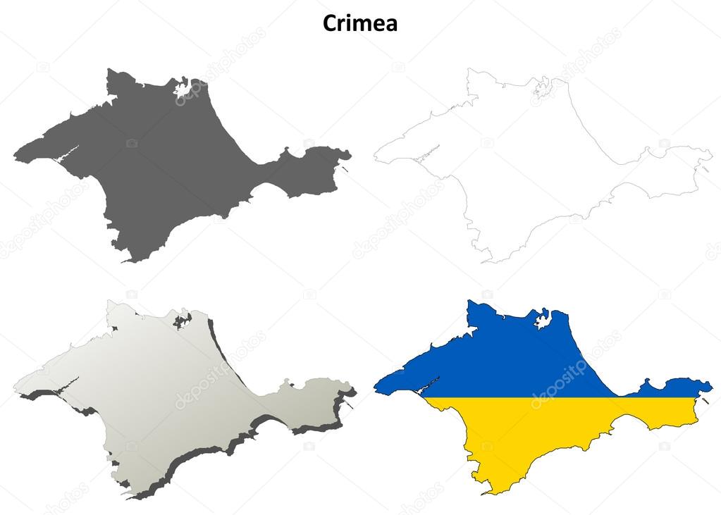 Crimea outline map set - Ukrainian version