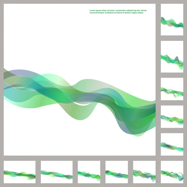 Green business wave background, brochure design template set — Stock Vector