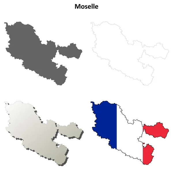 Moselle, Lorena esquema mapa conjunto — Vector de stock