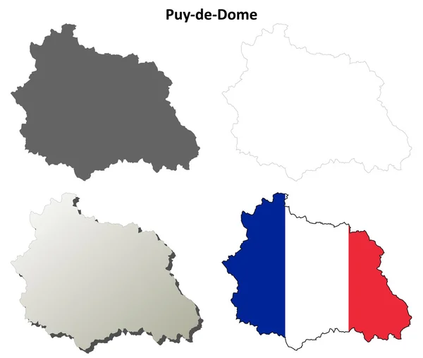 Puy-de-Dome, Auvernia esquema mapa conjunto — Vector de stock