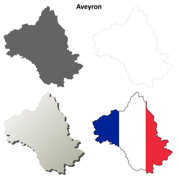 Aveyron, Midi-Pirineos esquema mapa conjunto — Archivo Imágenes Vectoriales