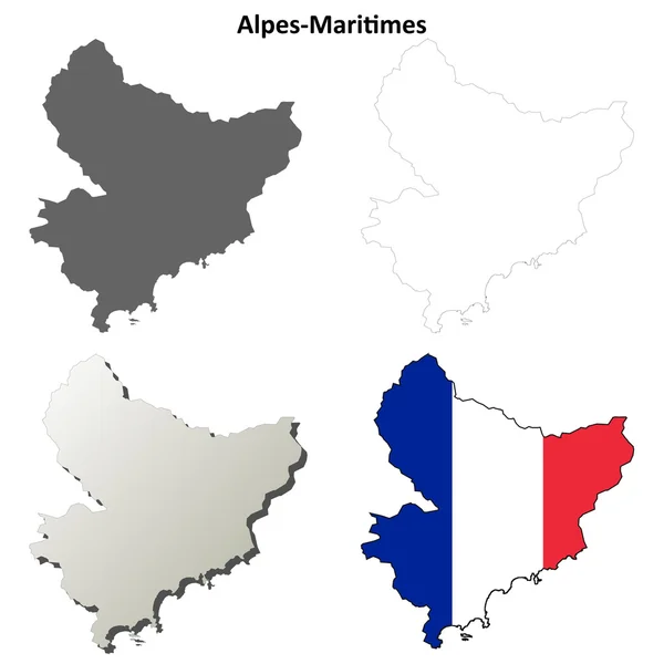 Alpes-Maritimes, Provenza esquema mapa conjunto — Archivo Imágenes Vectoriales