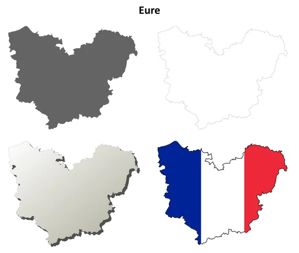 Eure, Άνω Νορμανδίας σύνολο χάρτη περίγραμμα — Διανυσματικό Αρχείο