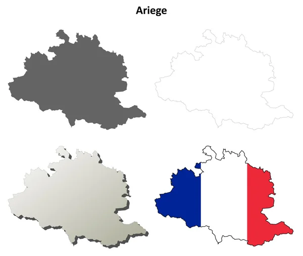 Ariege, Midi-Pyrénées kontur karta set — Stock vektor