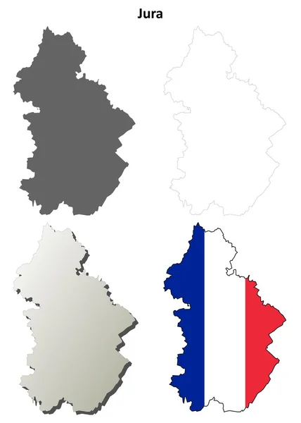 Jura, Franche-Comte esquema mapa conjunto — Vector de stock